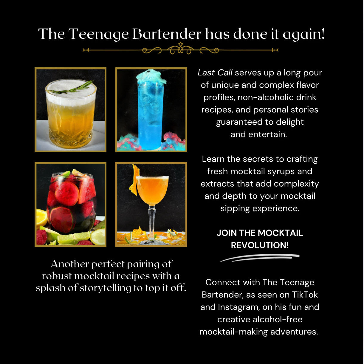 (SIGNED) PRE ORDER "The Last Call "Teenage Bartender's Mocktail Guide (Hardcover)